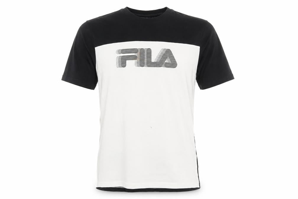 Fila Men's Black and White Colourblock T-Shirt - S