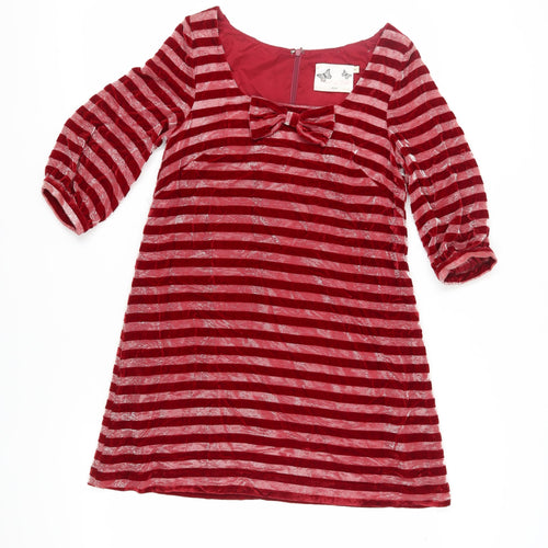 Edith & Ella Women's Red Striped A-Line Party Dress
