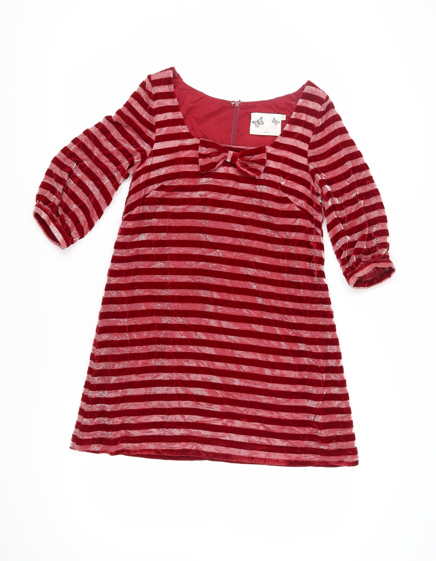 Edith & Ella Women's Red Striped A-Line Party Dress