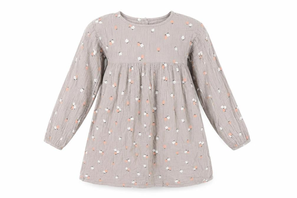 H&M Girls Beige Floral Fit & Flare Dress, Size 10 Years