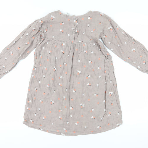 H&M Girls Beige Floral Fit & Flare Dress, Size 10 Years