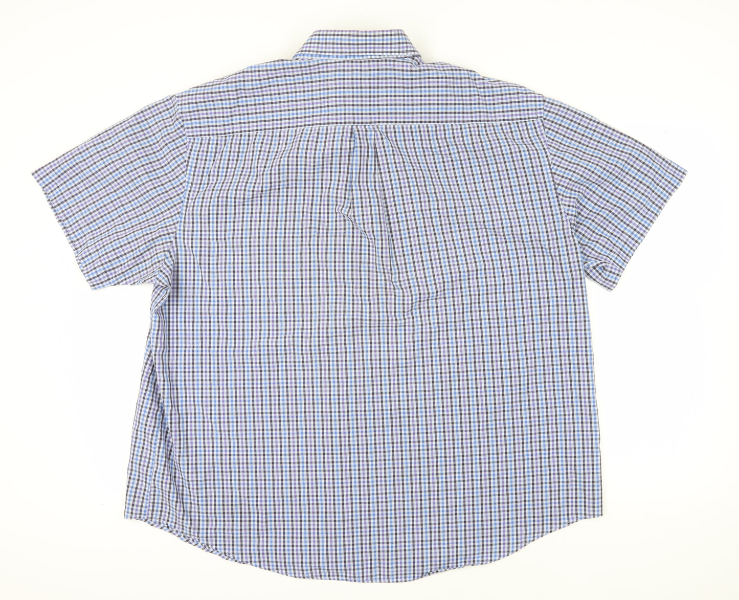 Van Heusen Men's XL Blue Check Short Sleeve Shirt