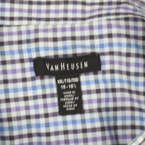 Van Heusen Men's XL Blue Check Short Sleeve Shirt