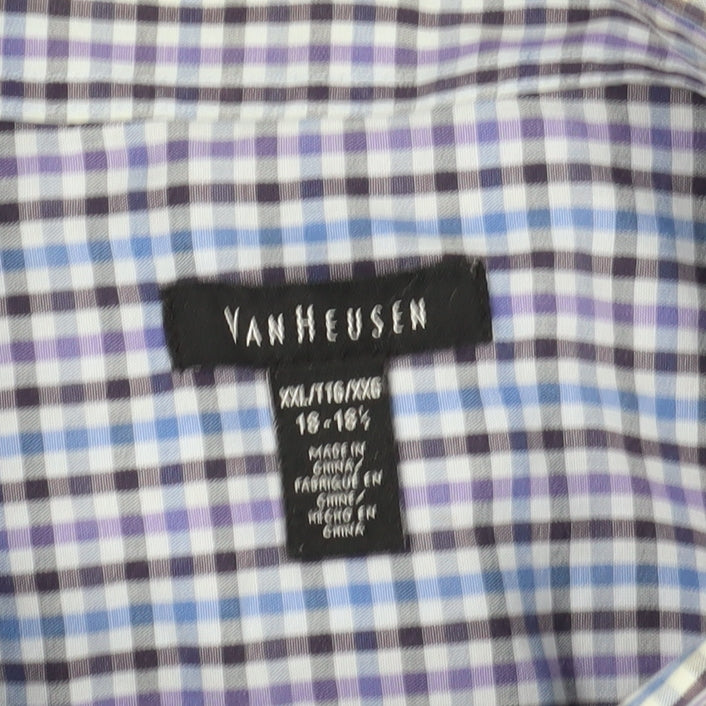 Van Heusen Men's XL Blue Check Short Sleeve Shirt
