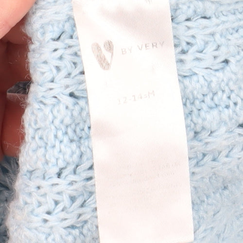 Very Women's Blue V-Neck Cardigan, Size M, Wool Blend