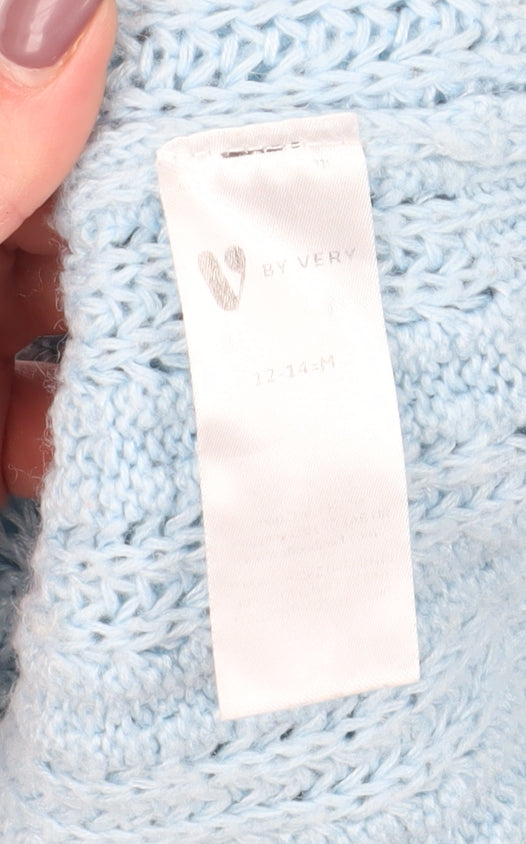 Very Women's Blue V-Neck Cardigan, Size M, Wool Blend