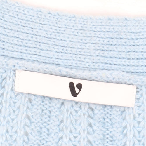 Very Women's Blue V-Neck Cardigan, Size M, Wool Blend