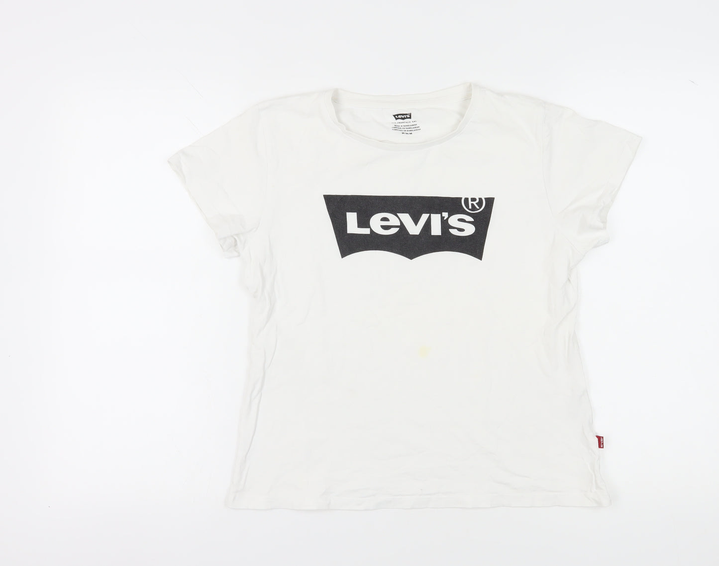 Levi's Women's White T-Shirt - M, Casual Crew Neck