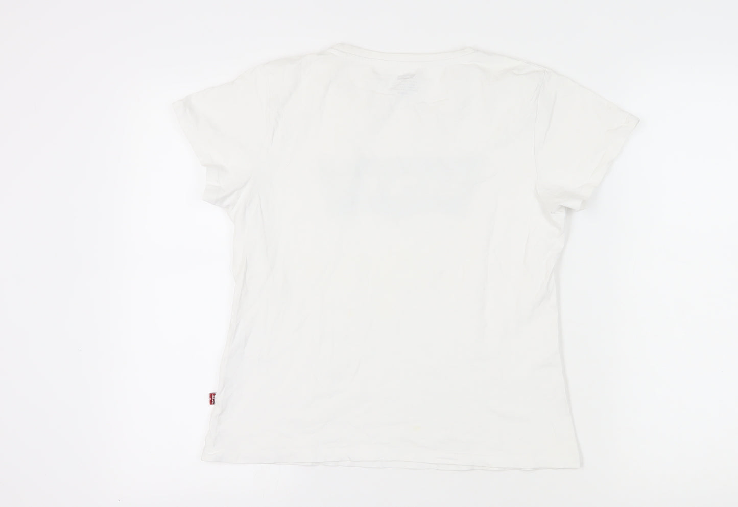 Levi's Women's White T-Shirt - M, Casual Crew Neck