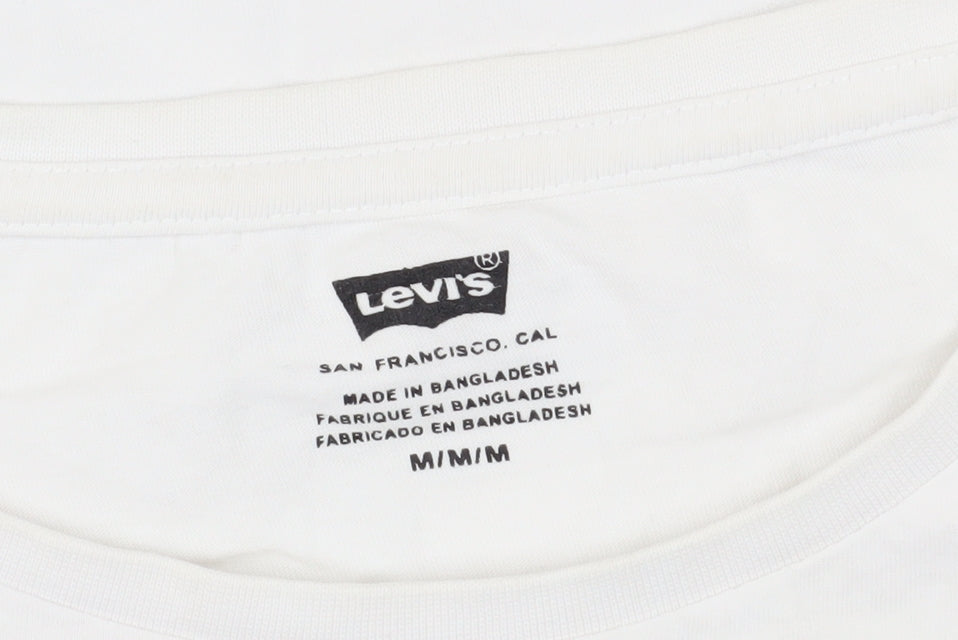 Levi's Women's White T-Shirt - M, Casual Crew Neck