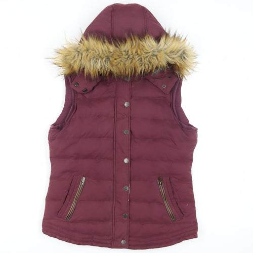 Fatface Women's Red Hooded Puffer Waistcoat Size 12