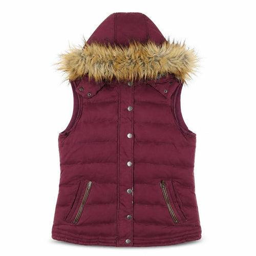 Fatface Women's Red Hooded Puffer Waistcoat Size 12