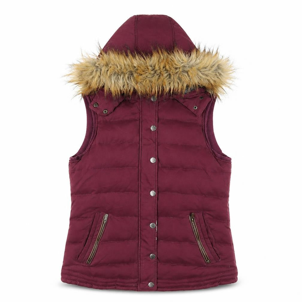 Fatface Women's Red Hooded Puffer Waistcoat Size 12