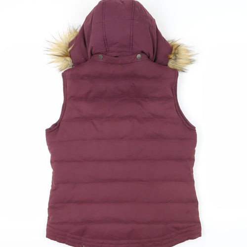Fatface Women's Red Hooded Puffer Waistcoat Size 12