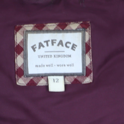 Fatface Women's Red Hooded Puffer Waistcoat Size 12
