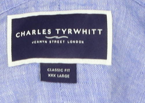 Charles Tyrwhitt Men's Blue Linen Shirt 3XL Classic Fit