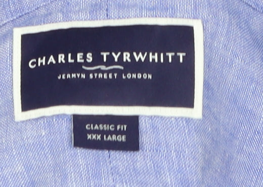 Charles Tyrwhitt Men's Blue Linen Shirt 3XL Classic Fit