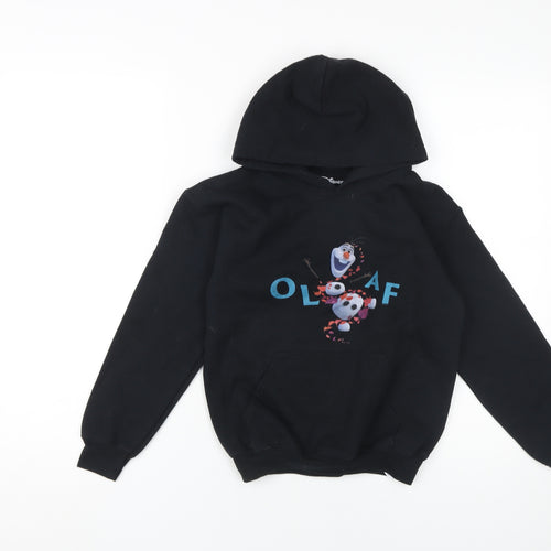 Disney Girls Black Olaf Hoodie S Pullover Graphic