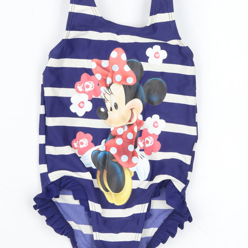 Disney Girls Blue Striped Minnie Mouse One Piece Swimwear
