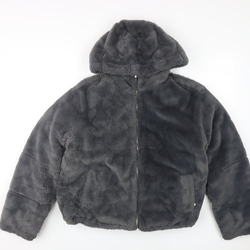 New Look Grey Women's Hooded Puffer Jacket M