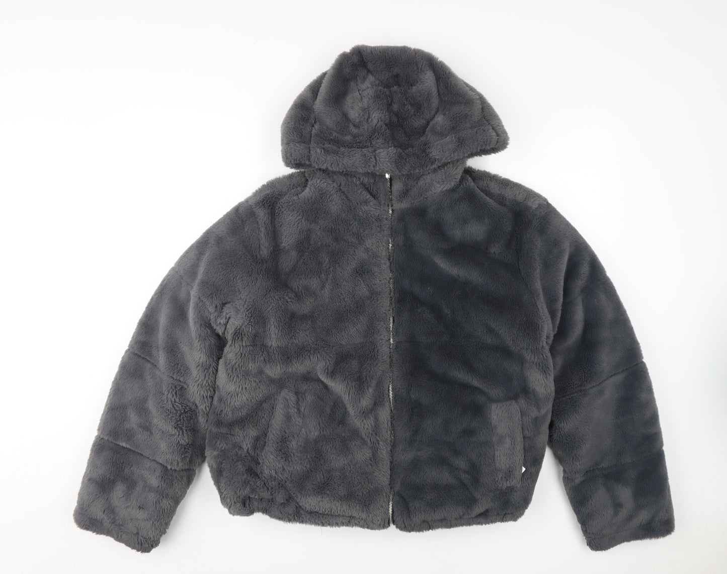 New Look Grey Women's Hooded Puffer Jacket M