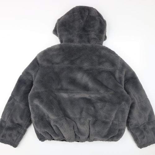 New Look Grey Women's Hooded Puffer Jacket M