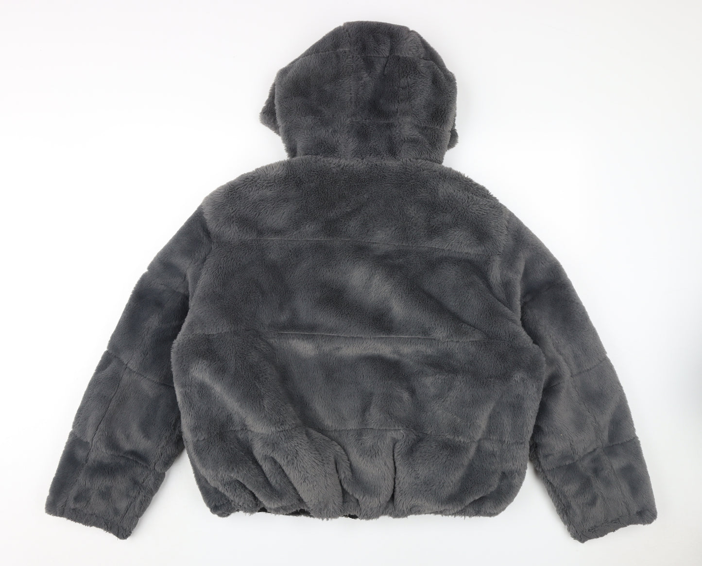 New Look Grey Women's Hooded Puffer Jacket M