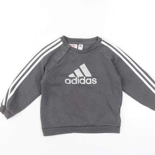 Adidas Unisex Baby Grey Long Sleeve T-Shirt 12-18 Months