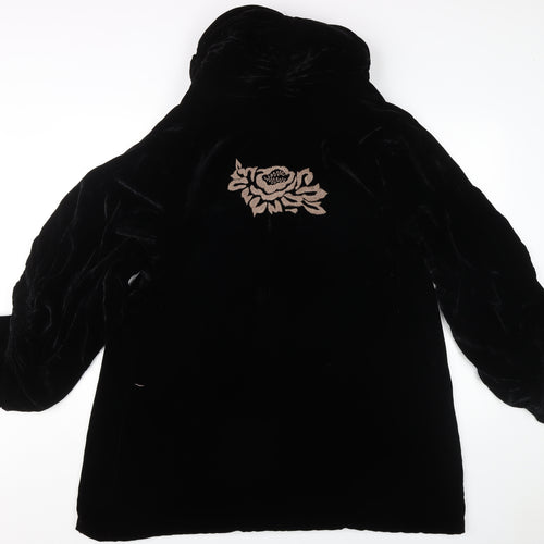 Bellaju Women's Black Silk Embroidered Coat XL