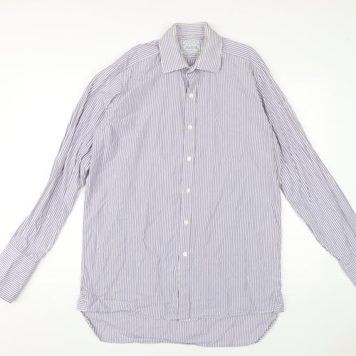 Charles Tyrwhitt Men's Blue Striped Dress Shirt 15.5,35
