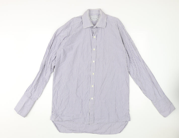 Charles Tyrwhitt Men's Blue Striped Dress Shirt 15.5,35