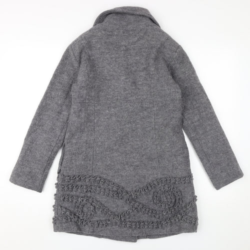 Derhy Kids Grey Wool Pea Coat, Girls 10 Years, Lined