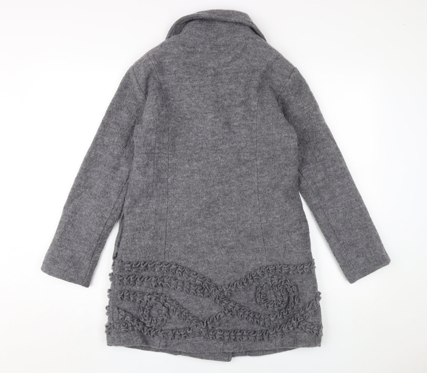 Derhy Kids Grey Wool Pea Coat, Girls 10 Years, Lined