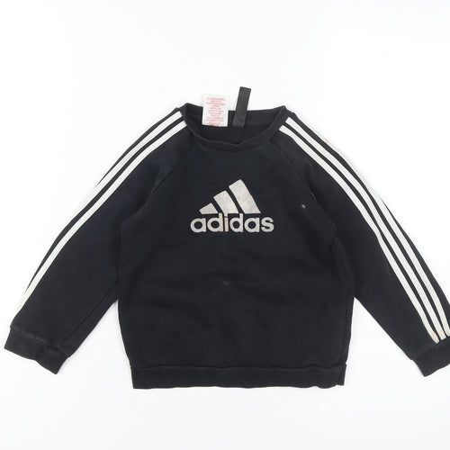 Adidas Boys Black Sweatshirt Size 3-4 Years, Logo Design
