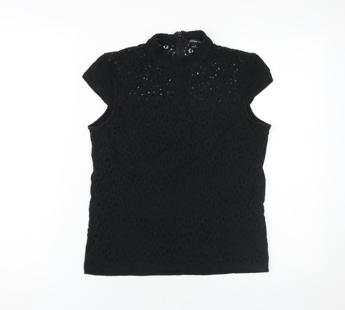 Andrew Marc Women's Black Lace Sleeveless Blouse Size S