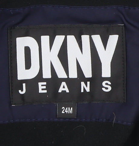 DKNY Boys Blue Basic Hooded Jacket, Size 2 Years