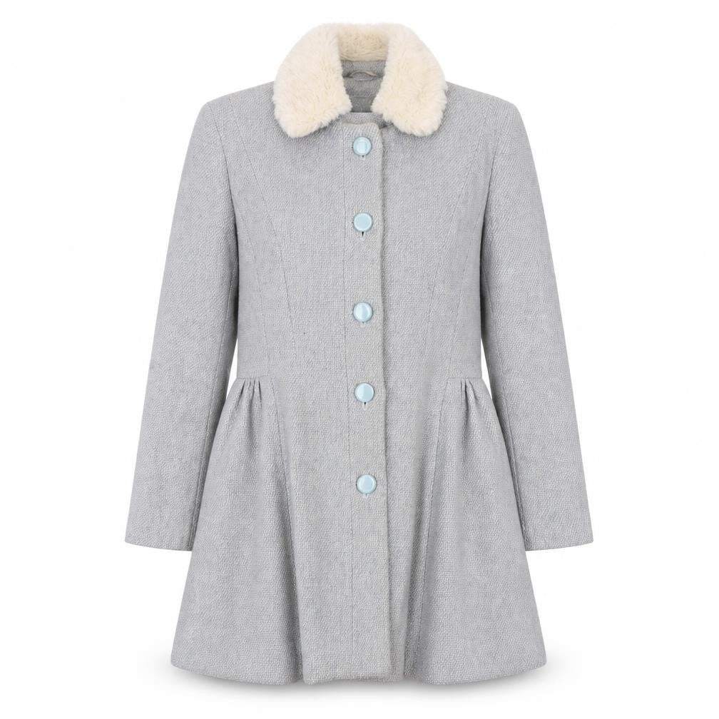Front view of Covent Garden Women's Grey Classic Overcoat, size 14