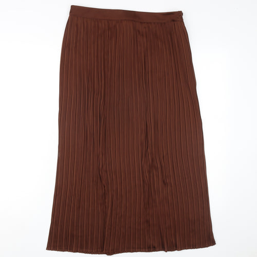 Autograph Women's Brown Pleated Long Skirt Size 12