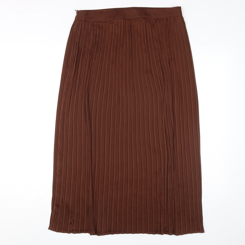 Autograph Women's Brown Pleated Long Skirt Size 12
