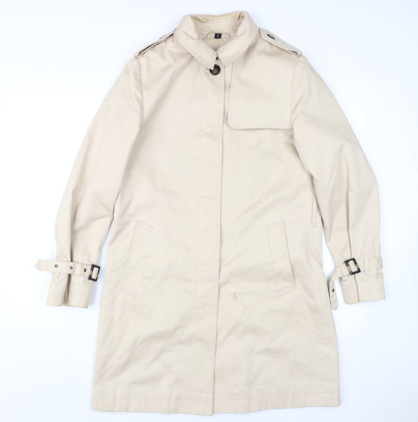 Four Seasons London Beige Trench Coat, Size S, Women's Classic