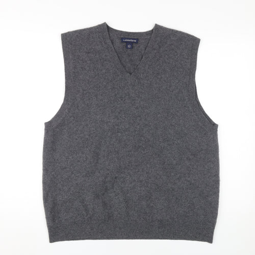 Lands' End Men's Grey Cashmere Vest Sleeveless, Size L