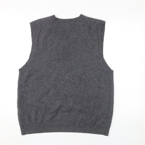 Lands' End Men's Grey Cashmere Vest Sleeveless, Size L