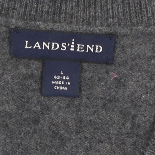 Lands' End Men's Grey Cashmere Vest Sleeveless, Size L