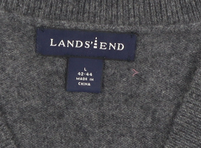 Lands' End Men's Grey Cashmere Vest Sleeveless, Size L