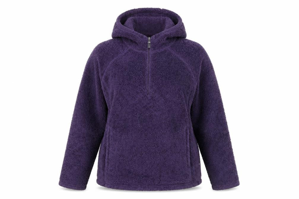 Front view of Peter Storm Women's Purple Fleece Pullover Hoodie, size 14