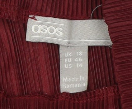 ASOS Women's Red Bodycon Midi Dress Size 16