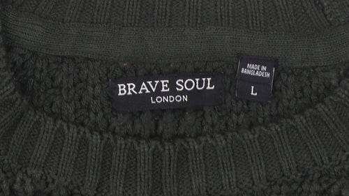 Brave Soul Unisex Green Pullover Jumper L