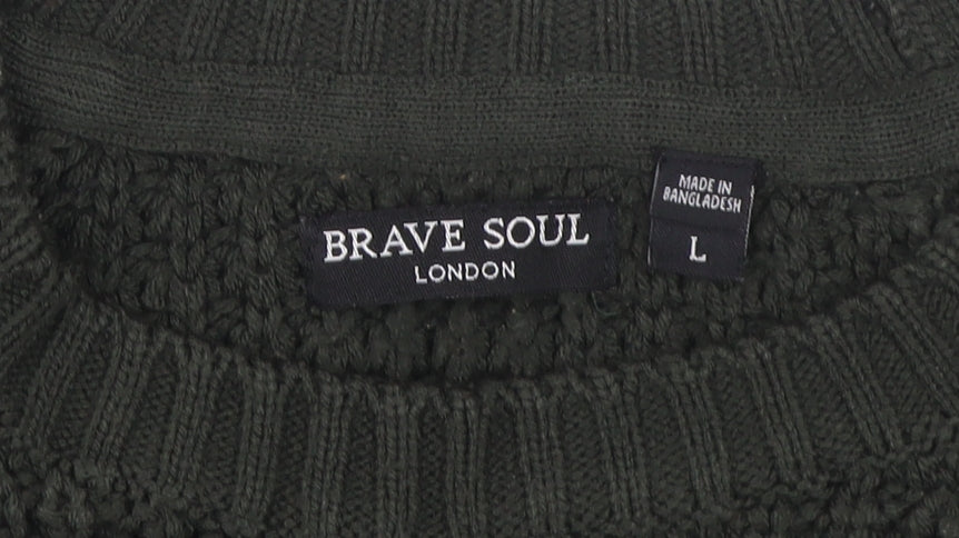 Brave Soul Unisex Green Pullover Jumper L