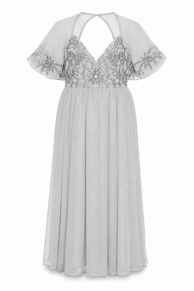 Boohoo Women's Grey Maxi Dress UK 8 Party Wedding