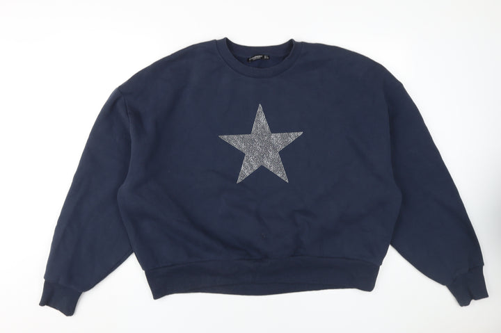 Stradivarius Women's Blue Pullover Sweatshirt L Casual